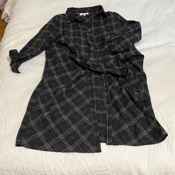 Mendocino shirt dress. With tie in front plaid material XS long sleeve - Picture 1 of 3